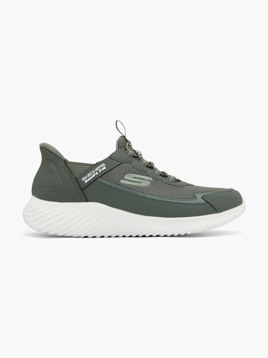 skechers bounder swift-fit-slip-on trainers olive deichmann