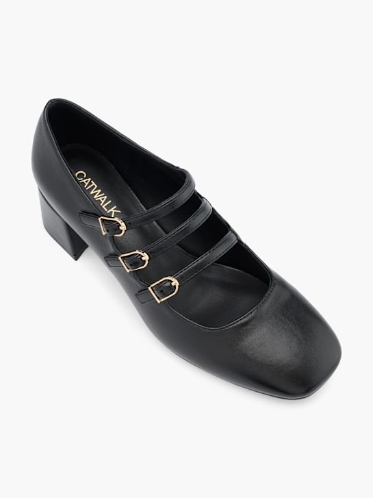 catwalk mary jane geschnallt ferse schwarz deichmann